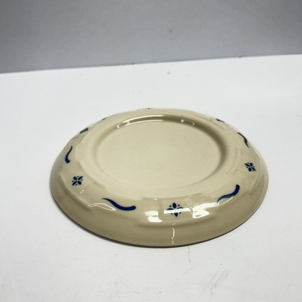 Longaberger Pottery Woven Traditions Classic Blue Pillar Candle Holder Plate 7"